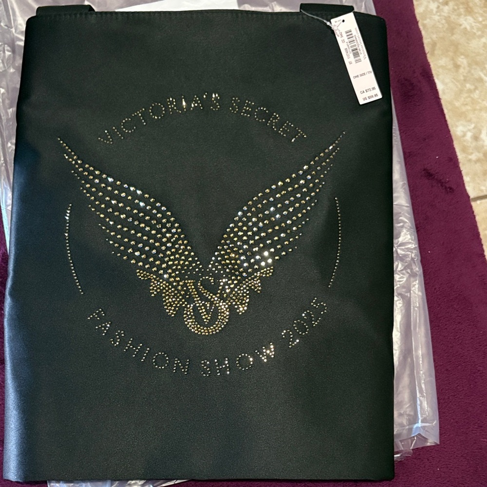 Victoria's Secret Black Fashion Show Tote with Gold Details